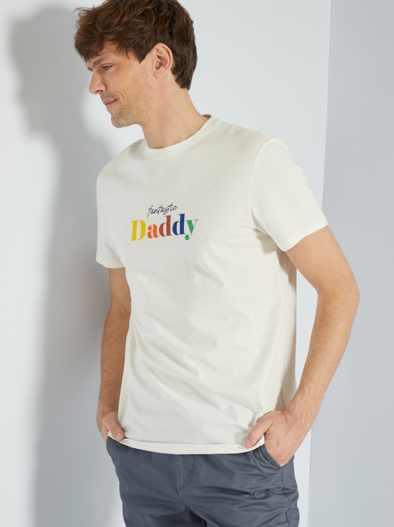 T-shirt van jersey speciaal voor Vaderdag WIT - Kiabi