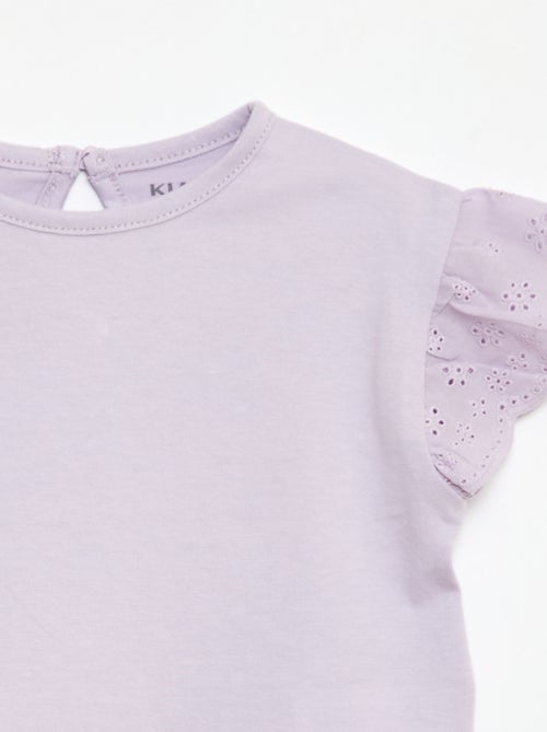 T-shirt van jerseykatoen met Engels borduurwerk - Kiabi