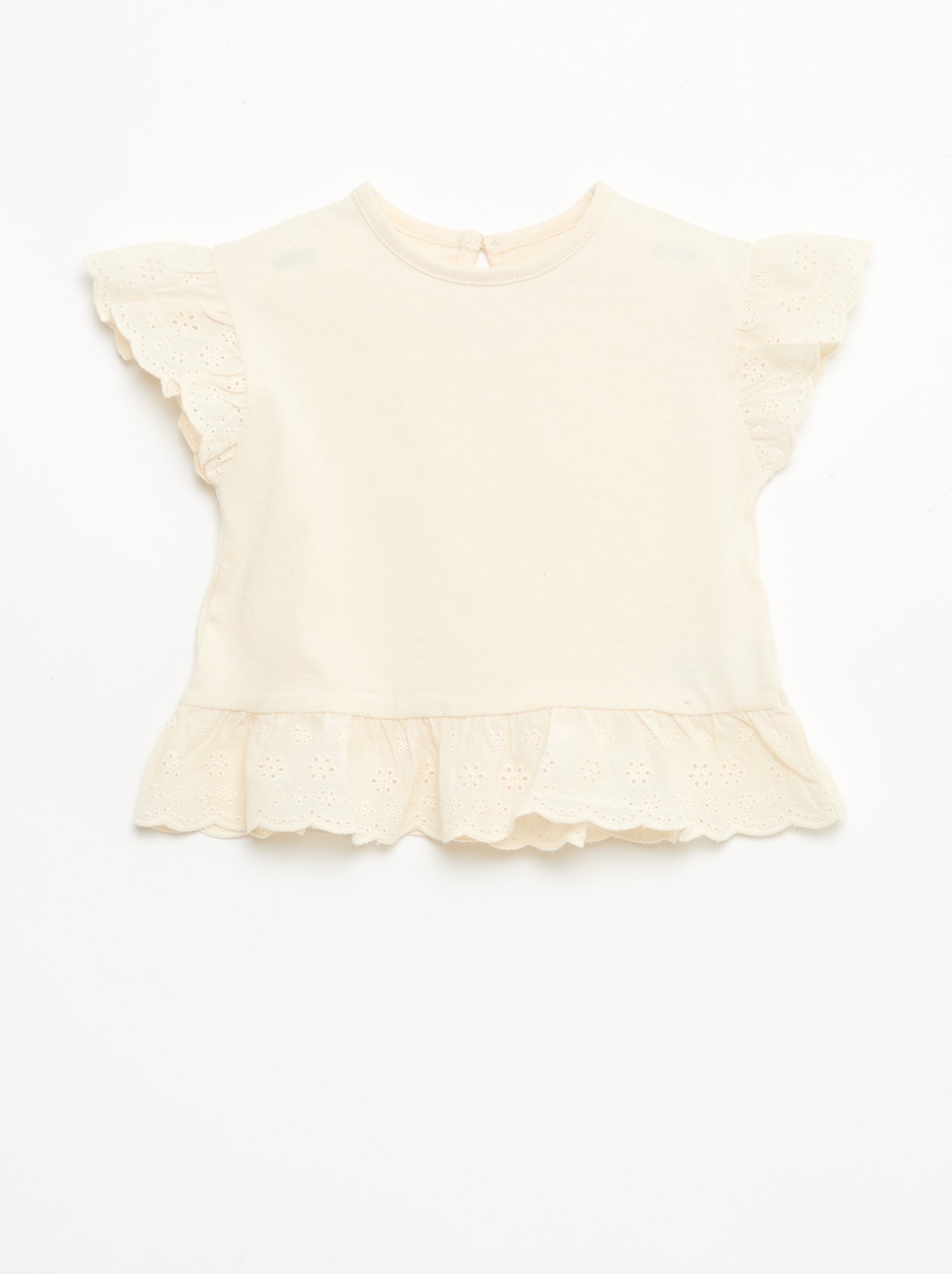 T-shirt van jerseykatoen met Engels borduurwerk