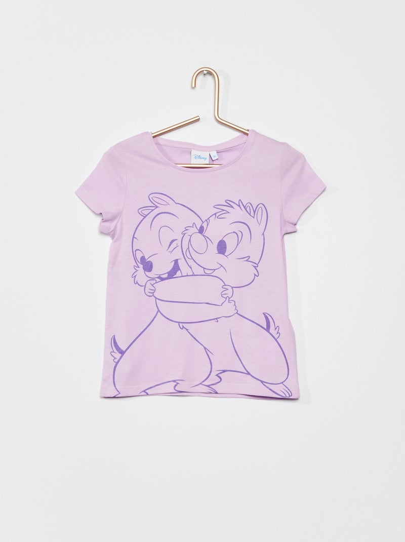 T-shirt van jerseystof 'Knabbel & Babbel' PAARS - Kiabi