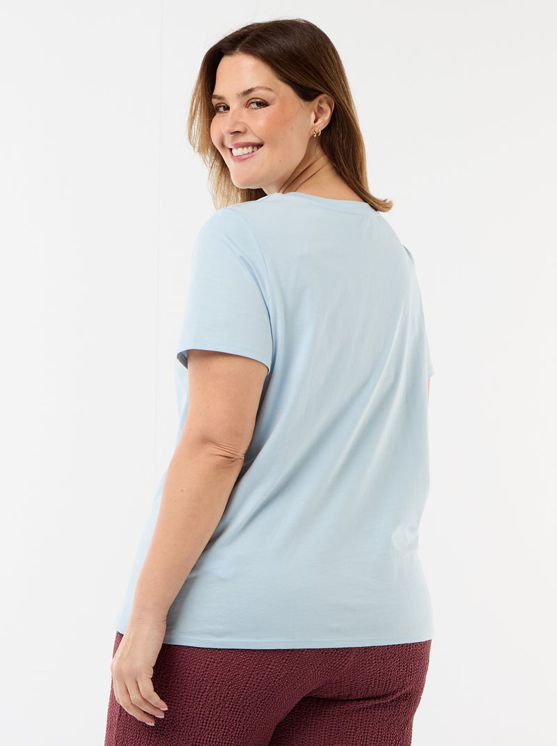 T-shirt van jerseystof met korte mouwen Blauw - Kiabi