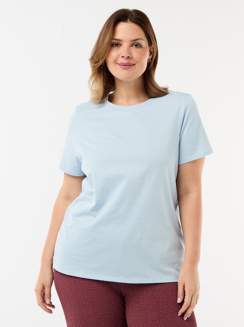 T-shirt van jerseystof met korte mouwen Blauw - Kiabi