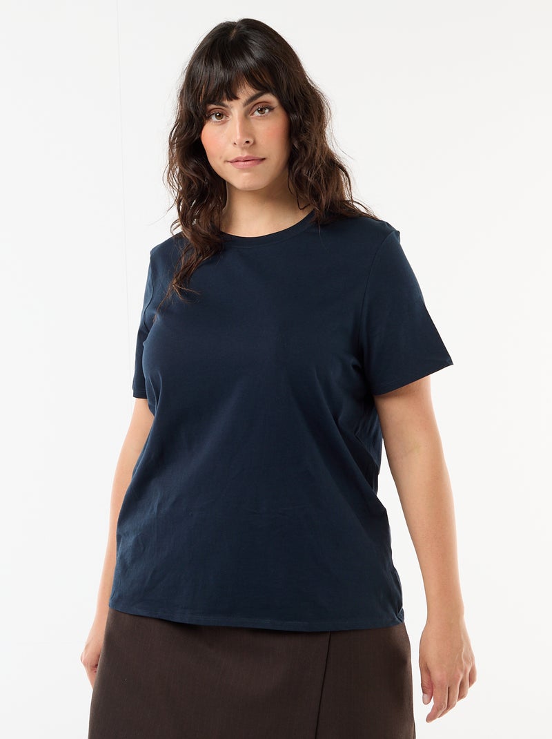 T-shirt van jerseystof met korte mouwen Blauw - Kiabi