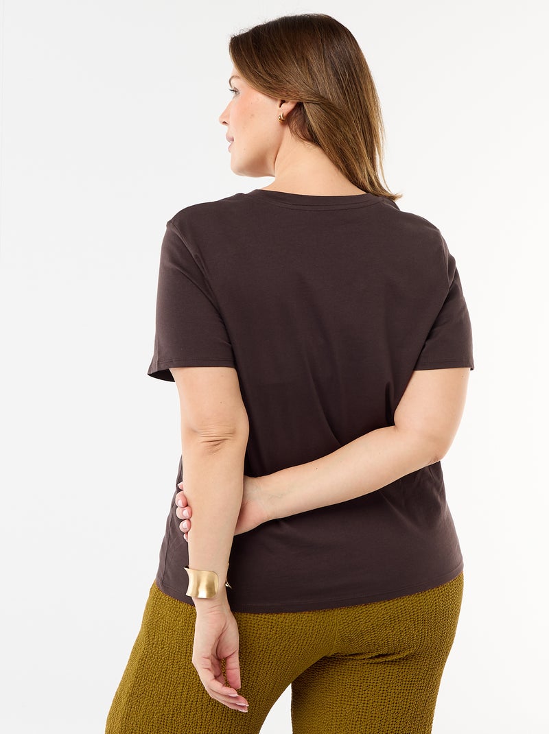 T-shirt van jerseystof met korte mouwen Bruin - Kiabi