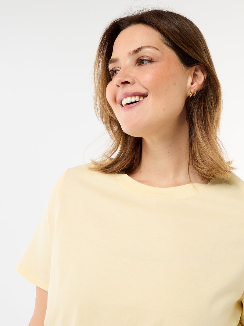 T-shirt van jerseystof met korte mouwen Geel - Kiabi