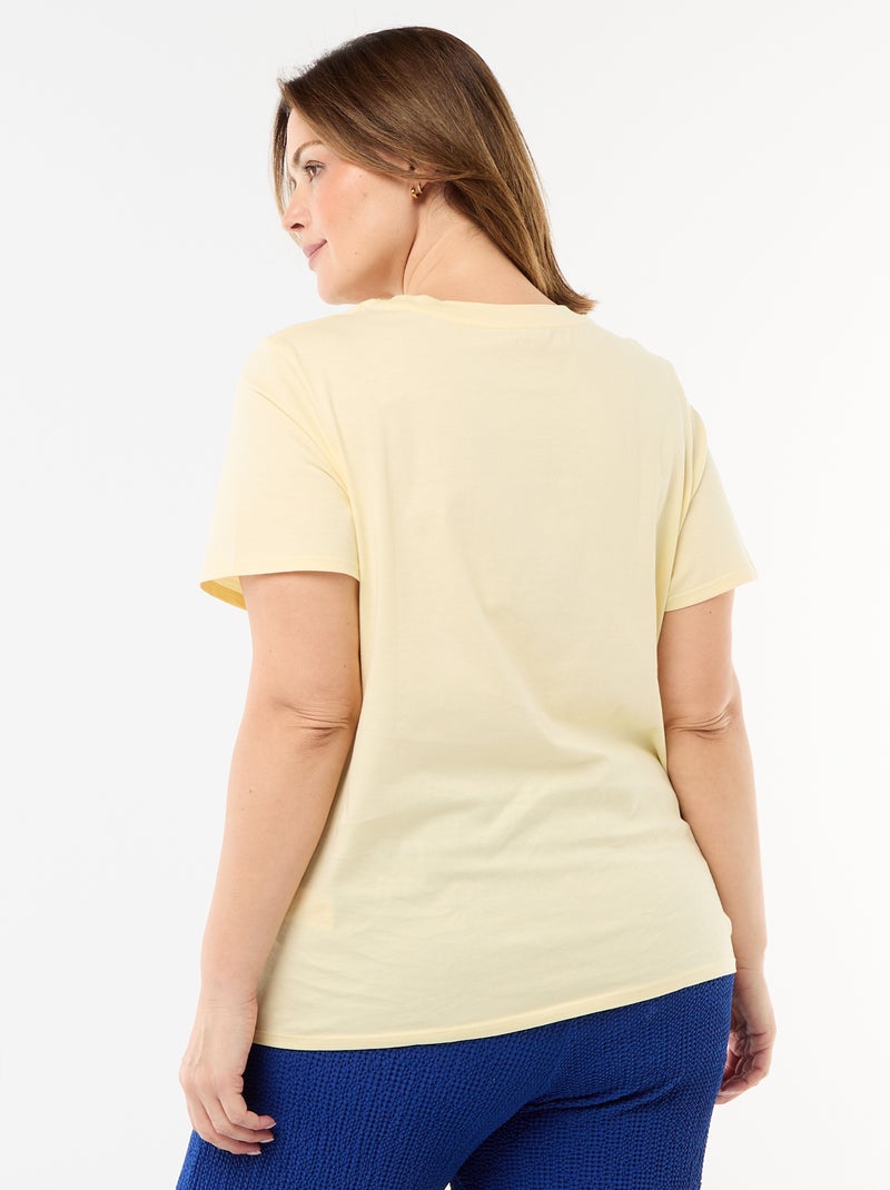T-shirt van jerseystof met korte mouwen Geel - Kiabi