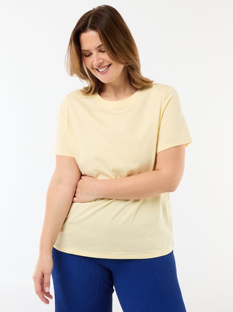 T-shirt van jerseystof met korte mouwen Geel - Kiabi