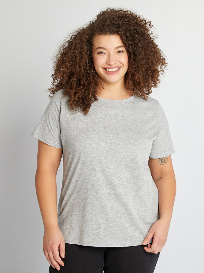 T-shirt van jerseystof met korte mouwen GRIJS - Kiabi