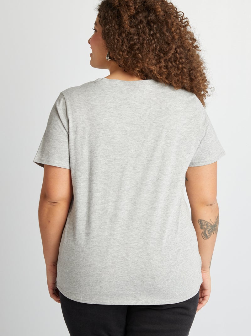 T-shirt van jerseystof met korte mouwen GRIJS - Kiabi