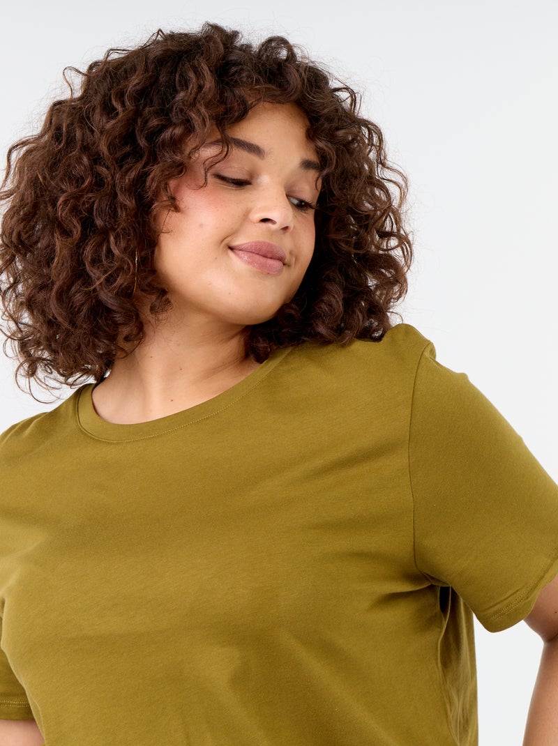 T-shirt van jerseystof met korte mouwen Groen - Kiabi