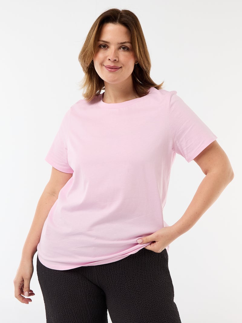 T-shirt van jerseystof met korte mouwen Rose - Kiabi