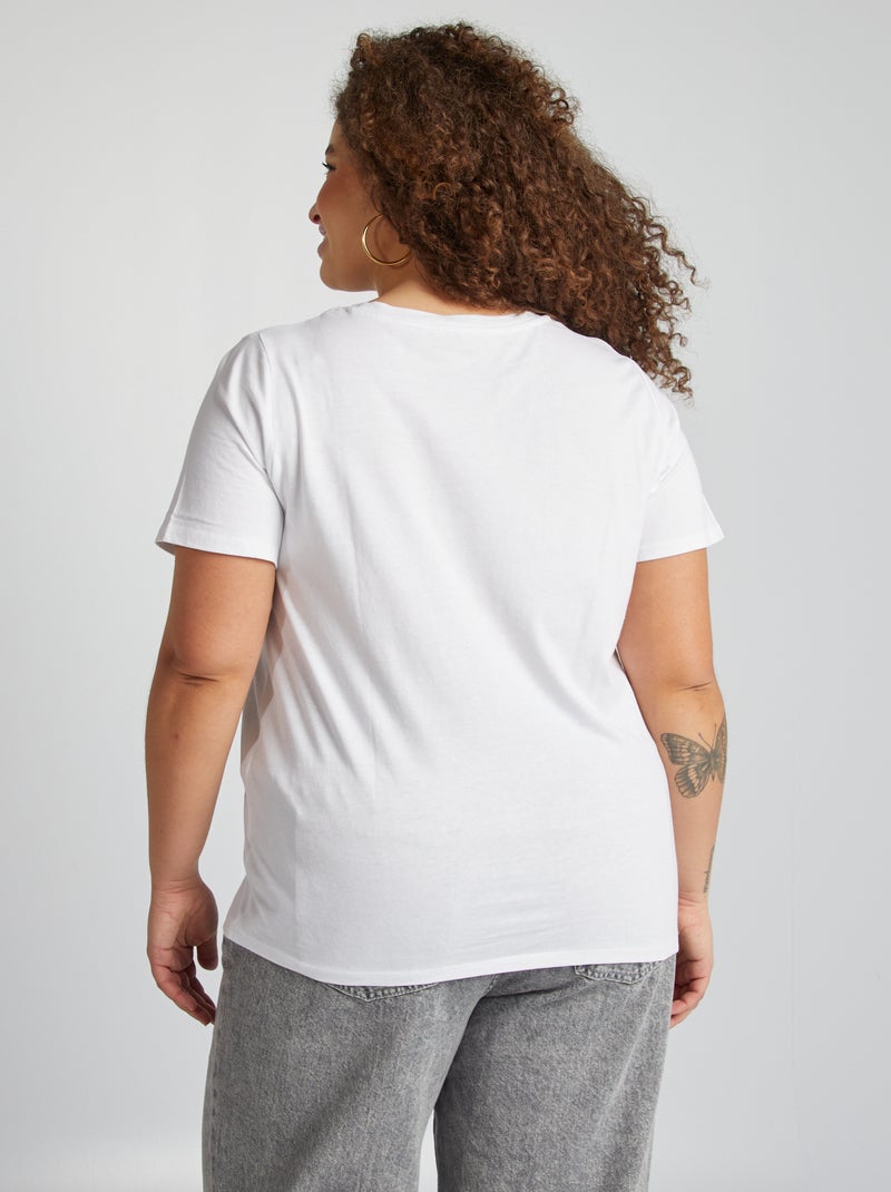 T-shirt van jerseystof met korte mouwen wit - Kiabi