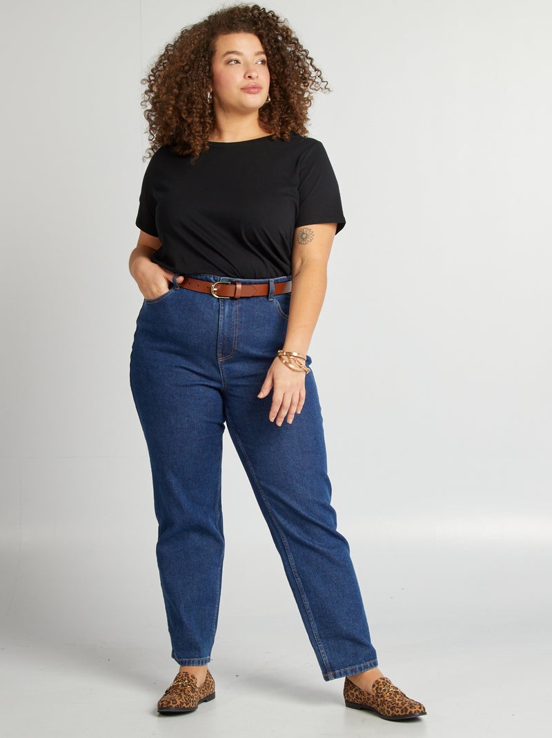 T-shirt van jerseystof met korte mouwen zwart - Kiabi