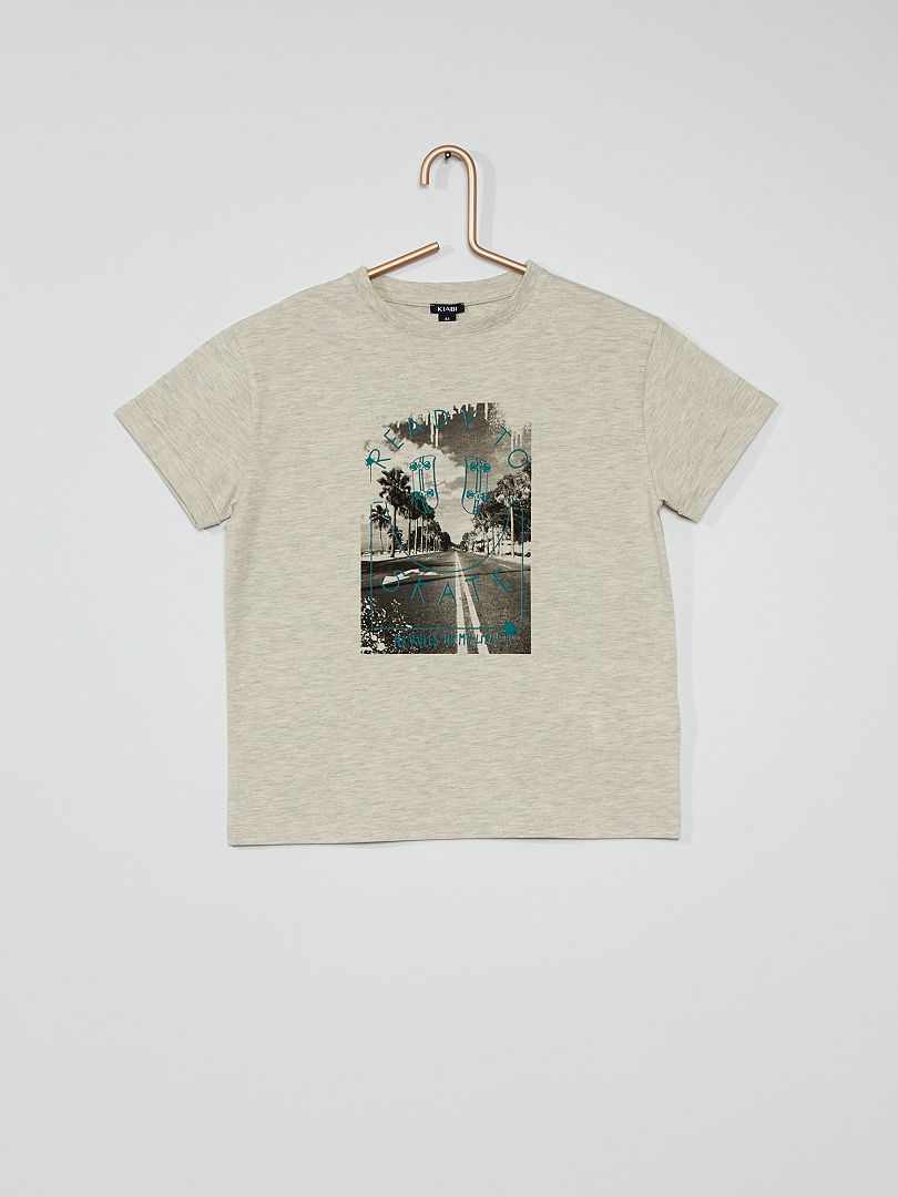 T-shirt van jerseystof met print GRIJS - Kiabi