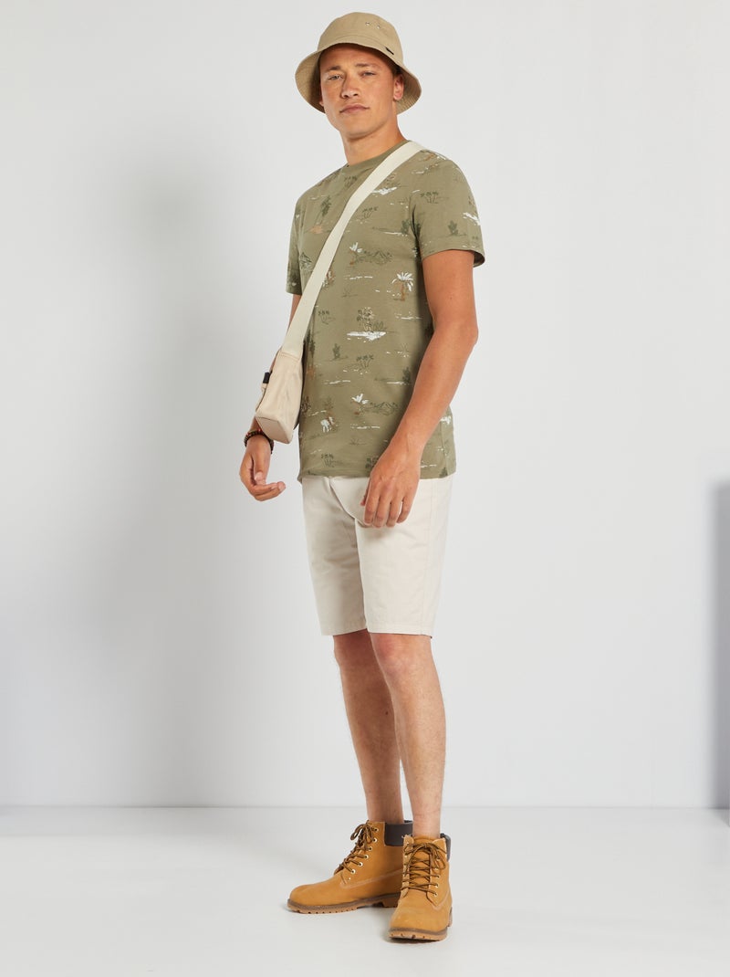T-shirt van jerseystof met print GROEN - Kiabi