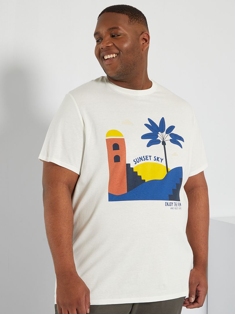 T-shirt van jerseystof met print WIT - Kiabi