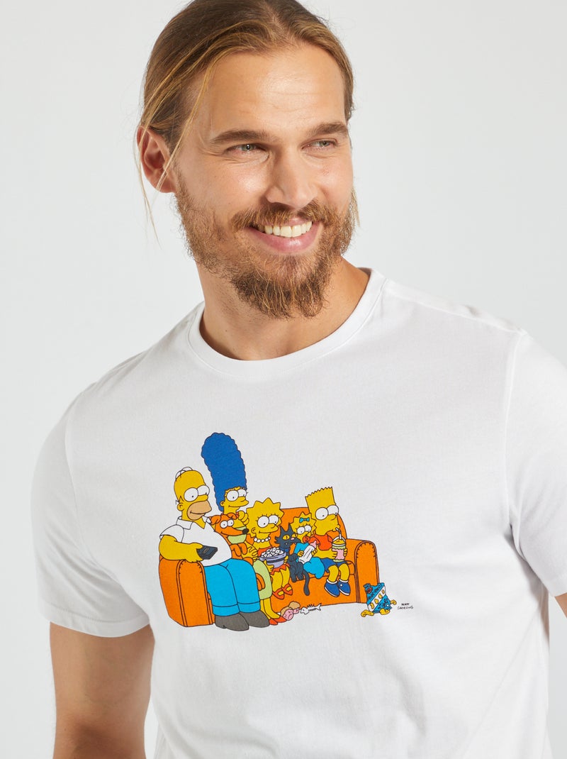 T-shirt van jerseystof 'The Simpsons' wit - Kiabi