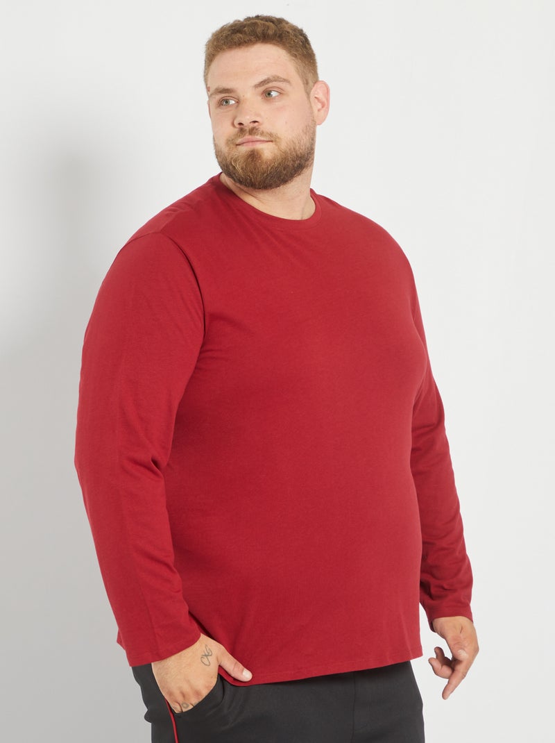 T-shirt van jerseystof uit zuiver katoen rode bordeaux - Kiabi