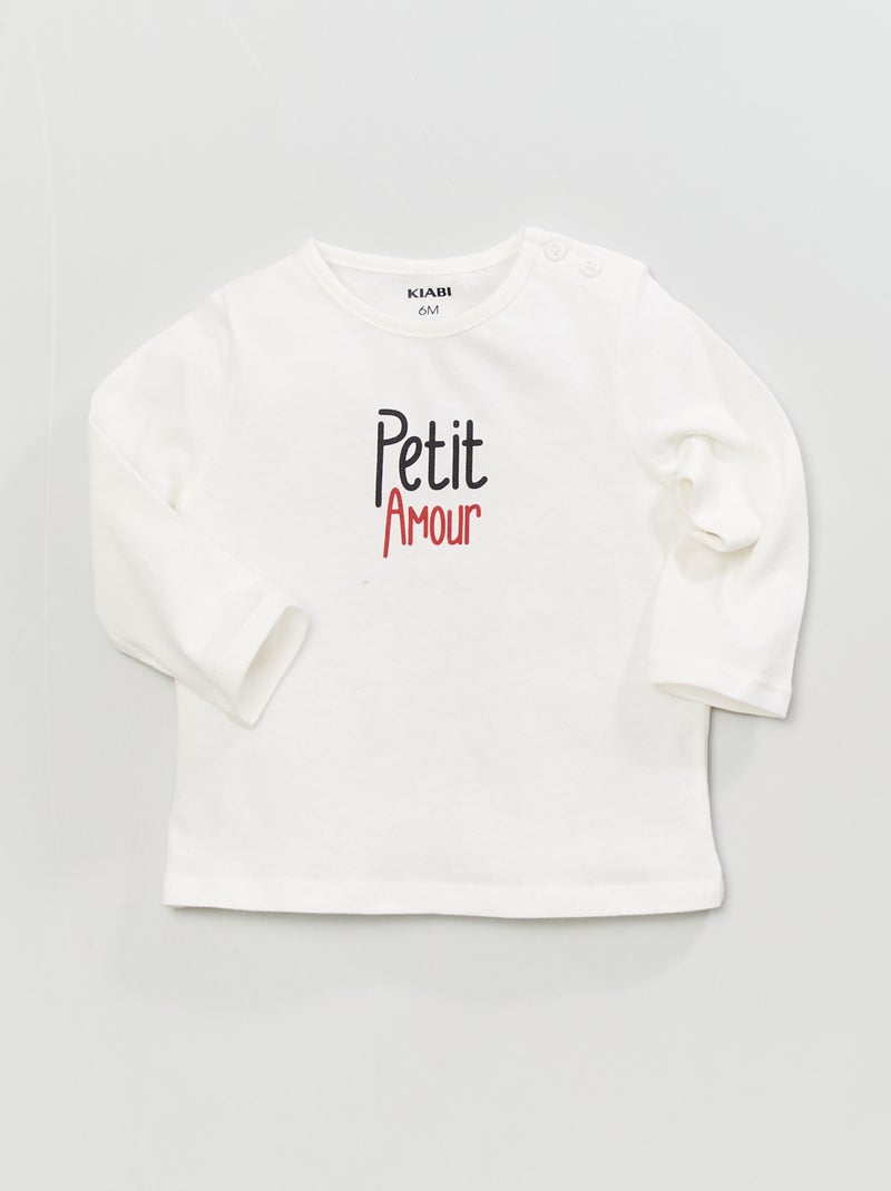 T-shirt van jerseystof WIT - Kiabi