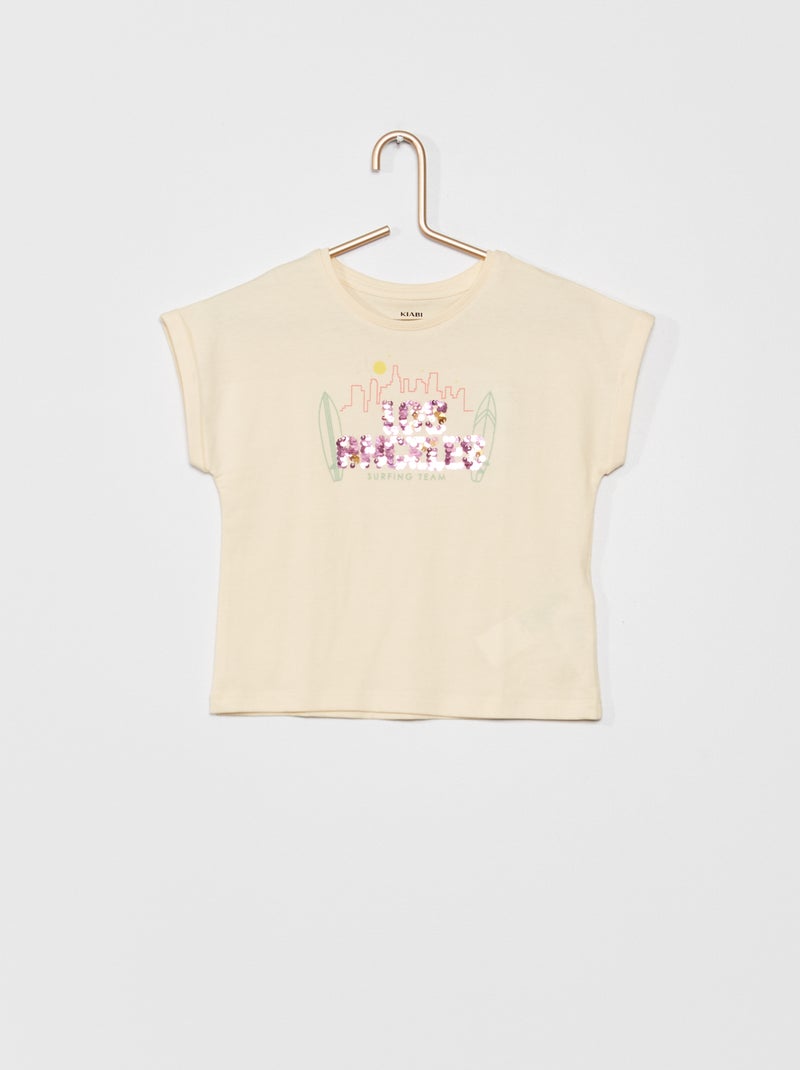T-shirt van jerseystof WIT - Kiabi
