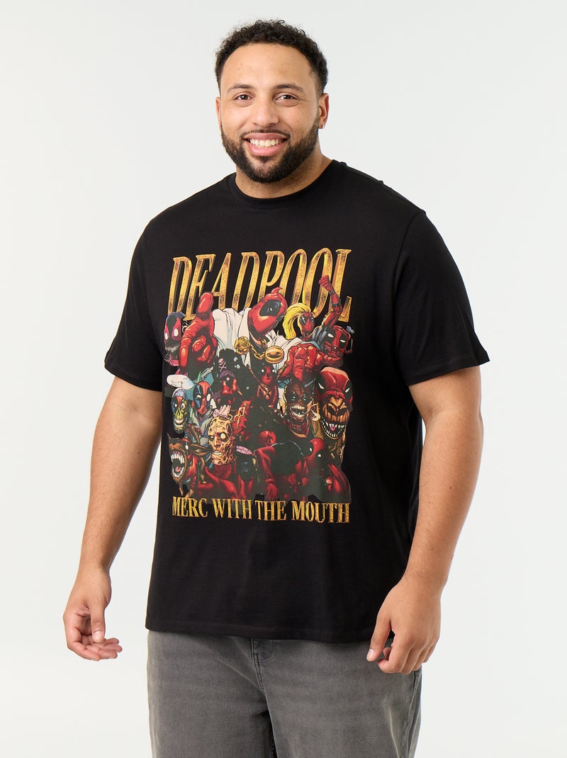 T-shirt van jerseytricot 'Deadpool' 'Marvel' met korte mouwen Zwart - Kiabi
