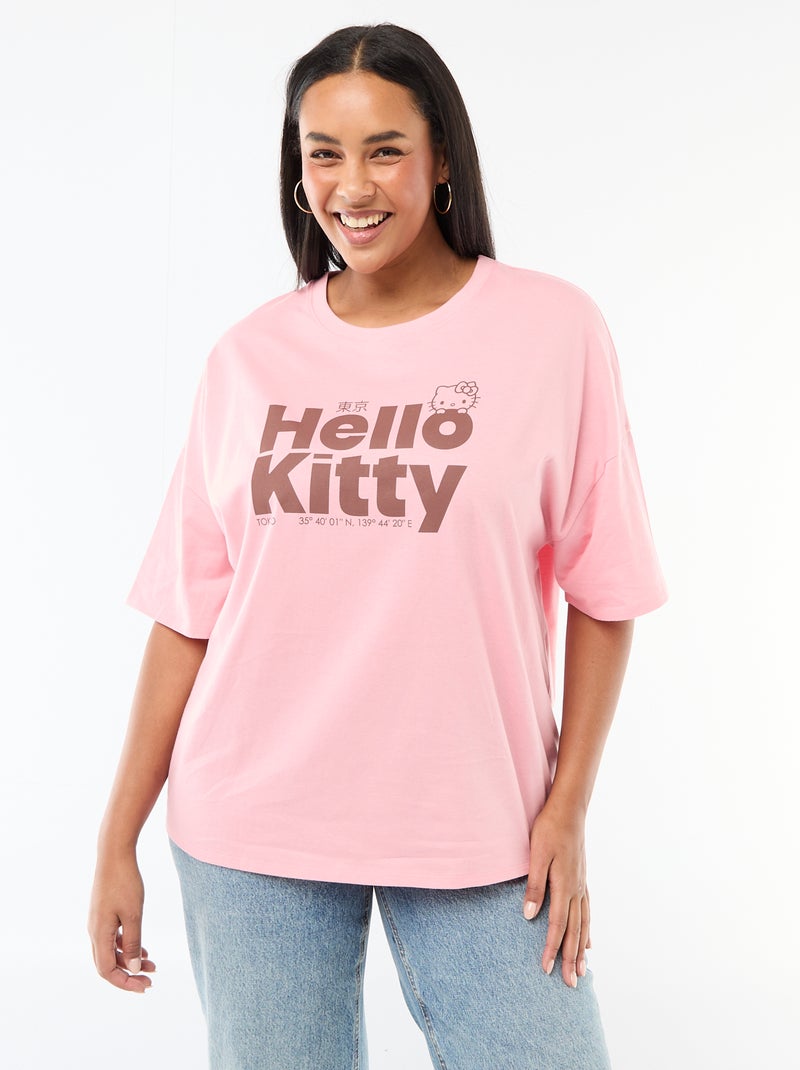 T-shirt van jerseytricot 'Hello Kitty' Rose - Kiabi