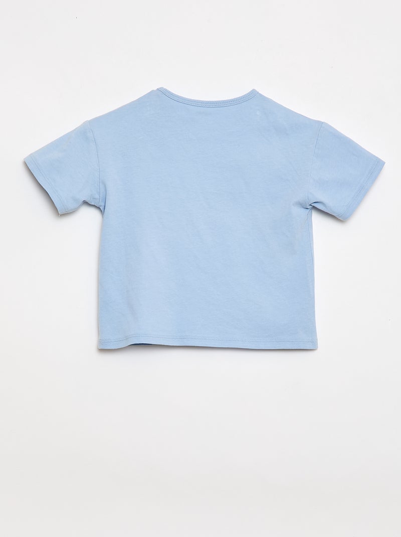 T-shirt van jerseytricot met hartpatch Blauw - Kiabi