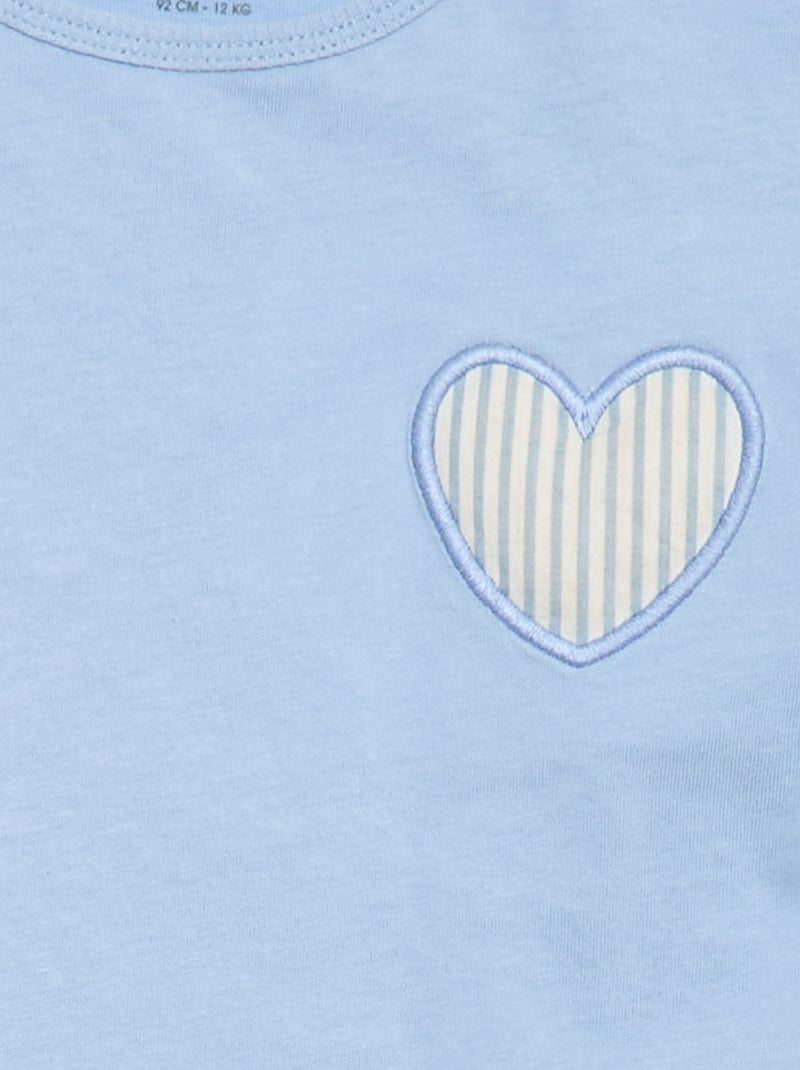 T-shirt van jerseytricot met hartpatch Blauw - Kiabi