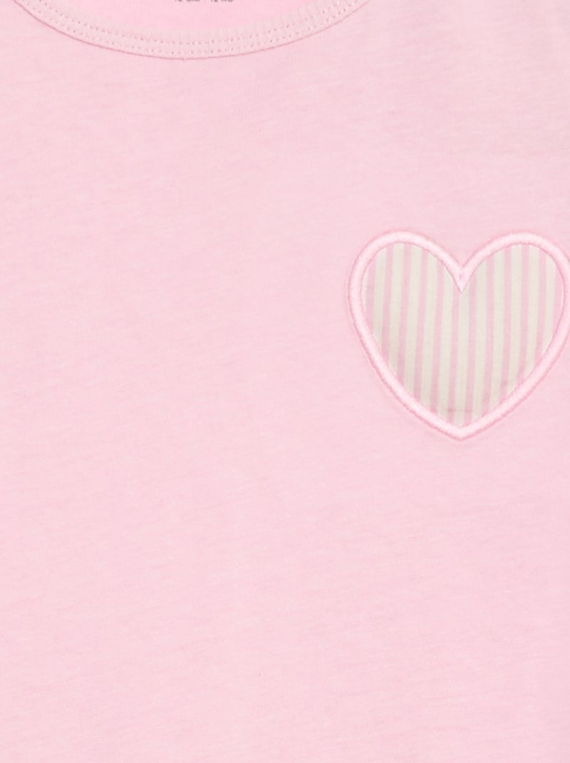 T-shirt van jerseytricot met hartpatch Rose - Kiabi