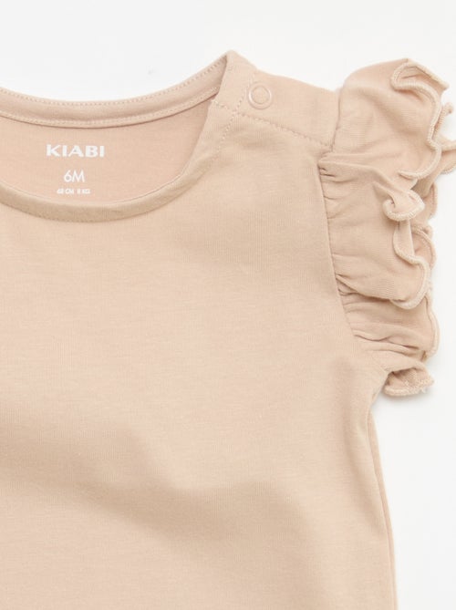 T-shirt van jerseytricot met korte, geplooide mouwen - Kiabi