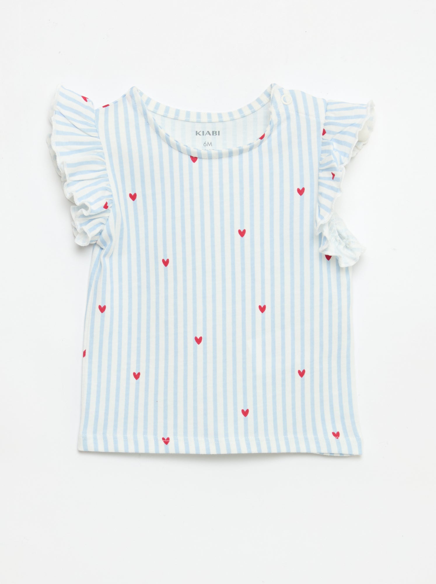 T-shirt van jerseytricot met korte, geplooide mouwen