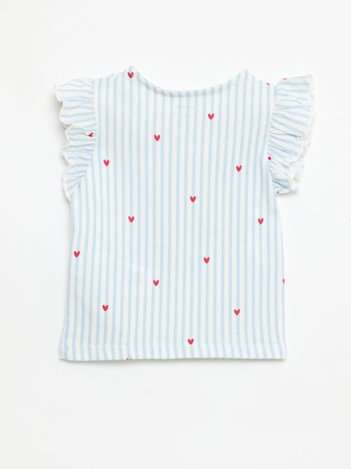 T-shirt van jerseytricot met korte, geplooide mouwen - Kiabi