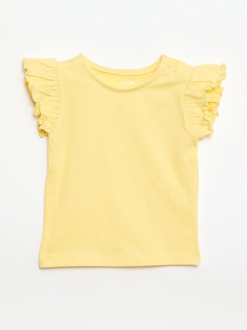 T-shirt van jerseytricot met korte, geplooide mouwen - Kiabi