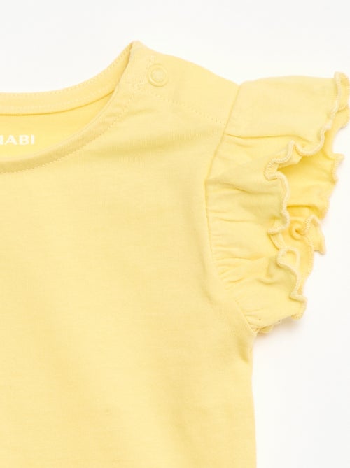 T-shirt van jerseytricot met korte, geplooide mouwen - Kiabi