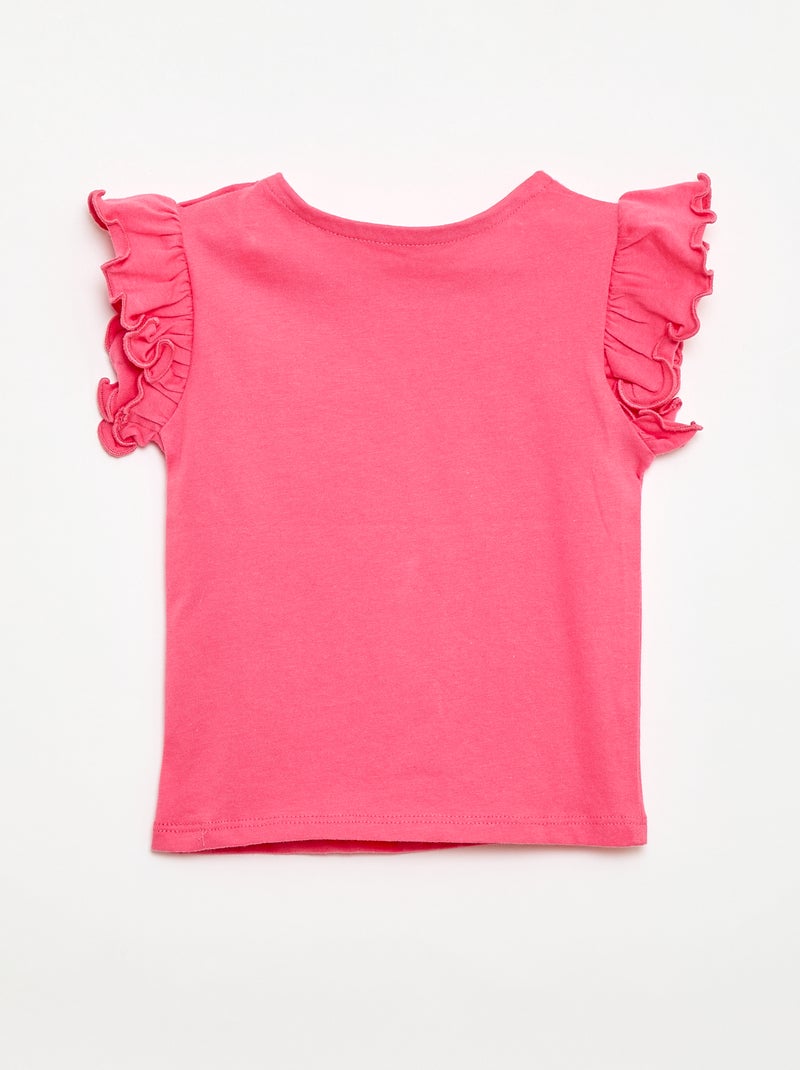 T-shirt van jerseytricot met korte, geplooide mouwen Rose - Kiabi