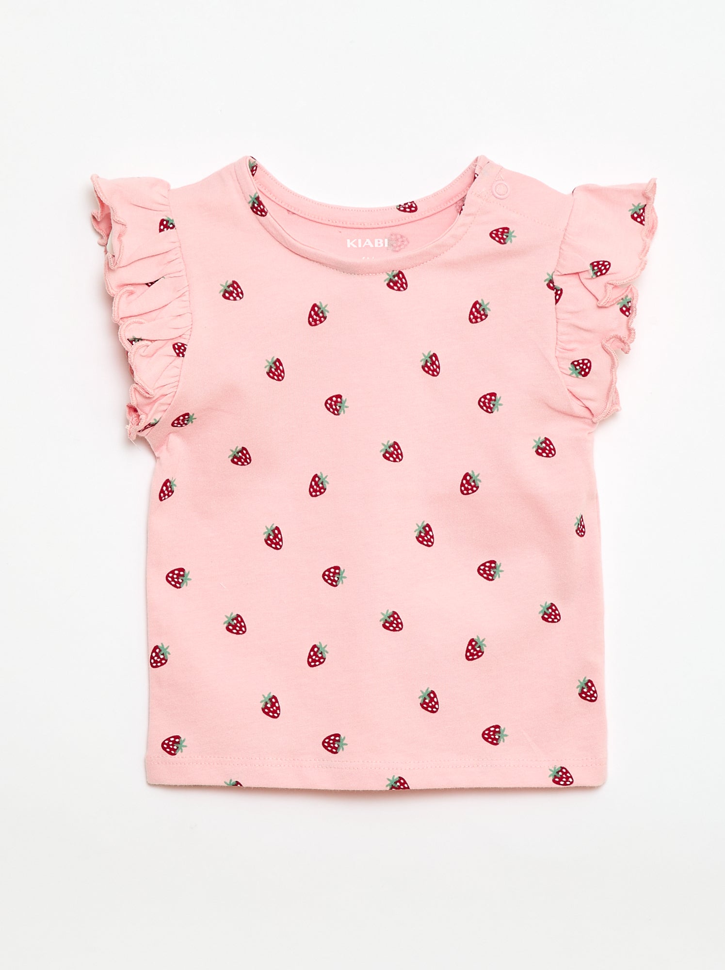 T-shirt van jerseytricot met korte, geplooide mouwen