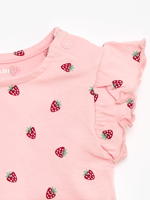 T-shirt van jerseytricot met korte, geplooide mouwen - Kiabi