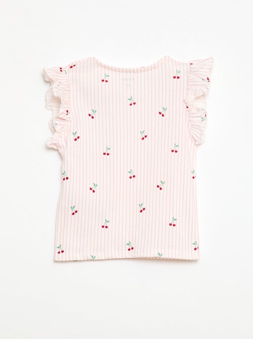 T-shirt van jerseytricot met korte, geplooide mouwen - Kiabi