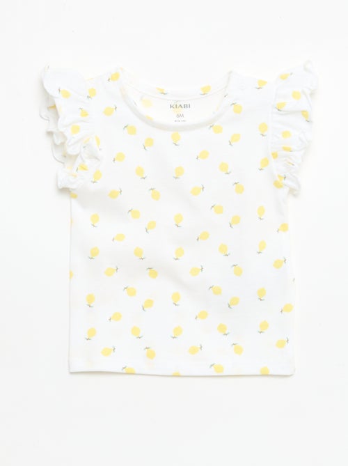 T-shirt van jerseytricot met korte, geplooide mouwen - Kiabi