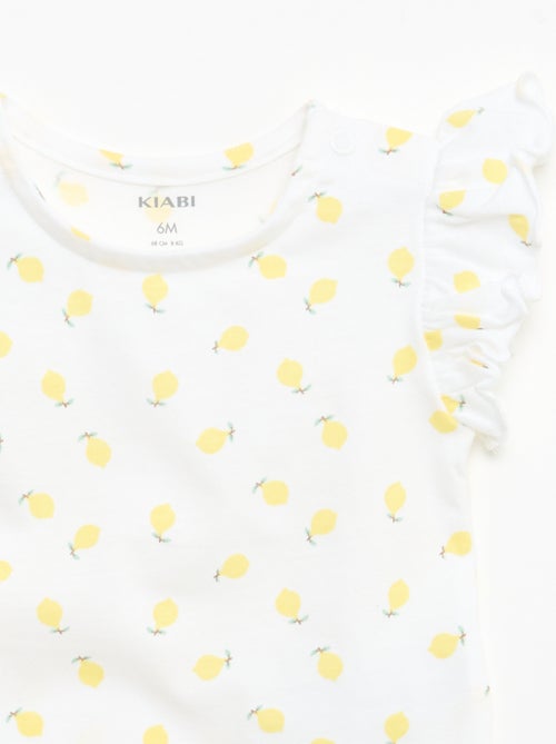 T-shirt van jerseytricot met korte, geplooide mouwen - Kiabi
