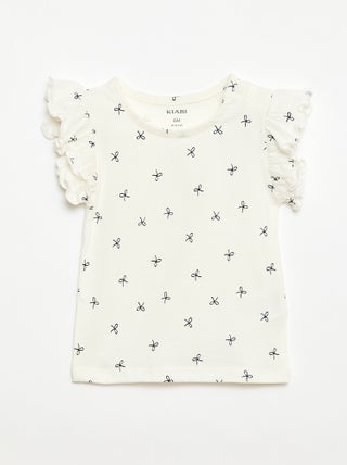 T-shirt van jerseytricot met korte, geplooide mouwen