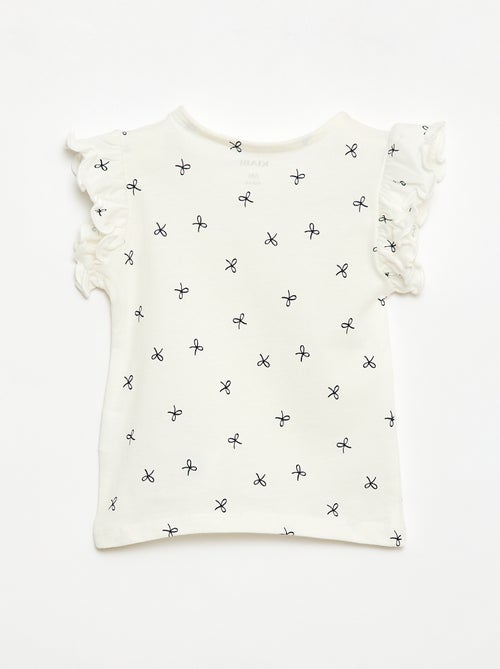 T-shirt van jerseytricot met korte, geplooide mouwen - Kiabi