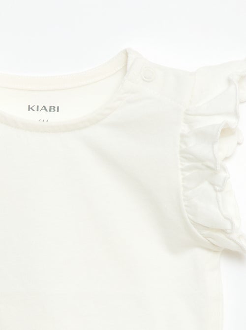 T-shirt van jerseytricot met korte, geplooide mouwen - Kiabi