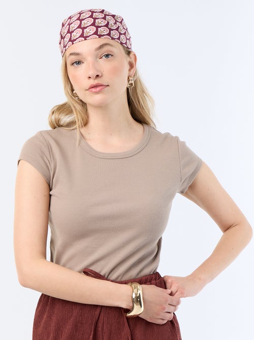 T-shirt van jerseytricot met korte geribde mouwen - Kiabi T-shirt van jerseytricot met korte geribde mouwen - Kiabi