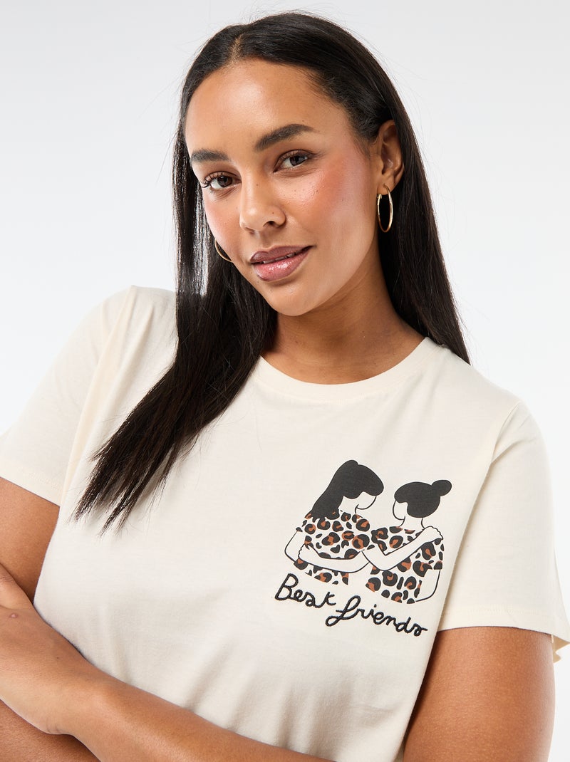 T-shirt van jerseytricot met korte mouwen 'Agathe Sorlet x Kiabi' - Valentijnsdag Wit - Kiabi