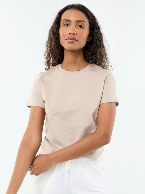 T-shirt van jerseytricot met korte mouwen - Kiabi