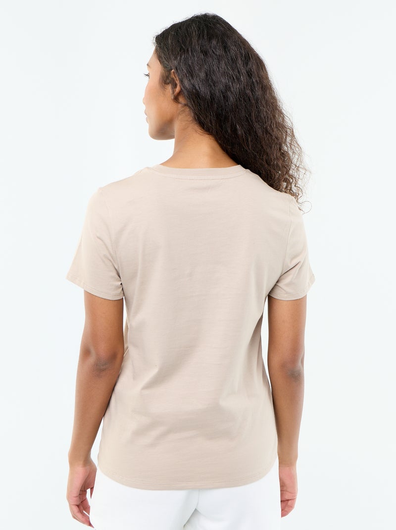 T-shirt van jerseytricot met korte mouwen Biege - Kiabi