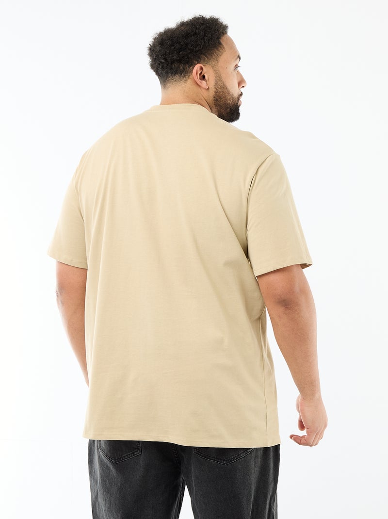 T-shirt van jerseytricot met korte mouwen Biege - Kiabi