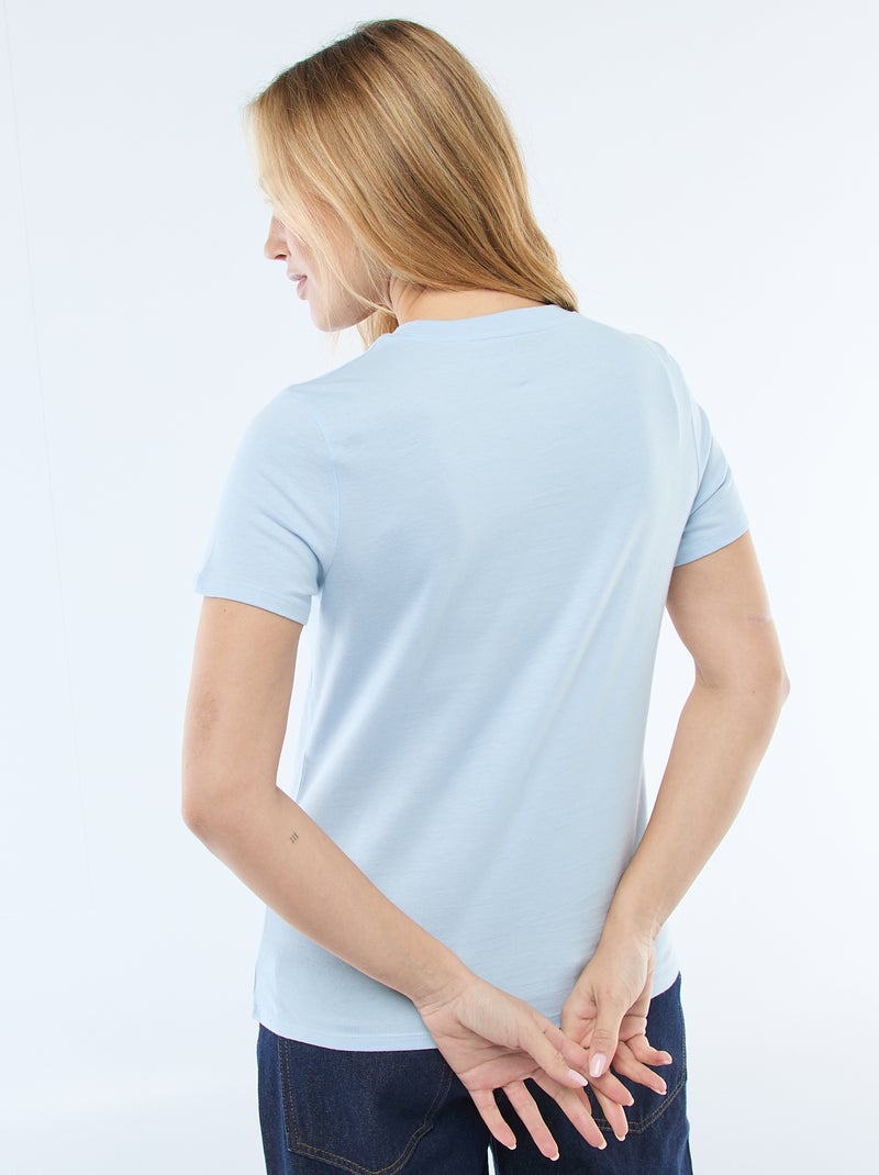 T-shirt van jerseytricot met korte mouwen Blauw - Kiabi
