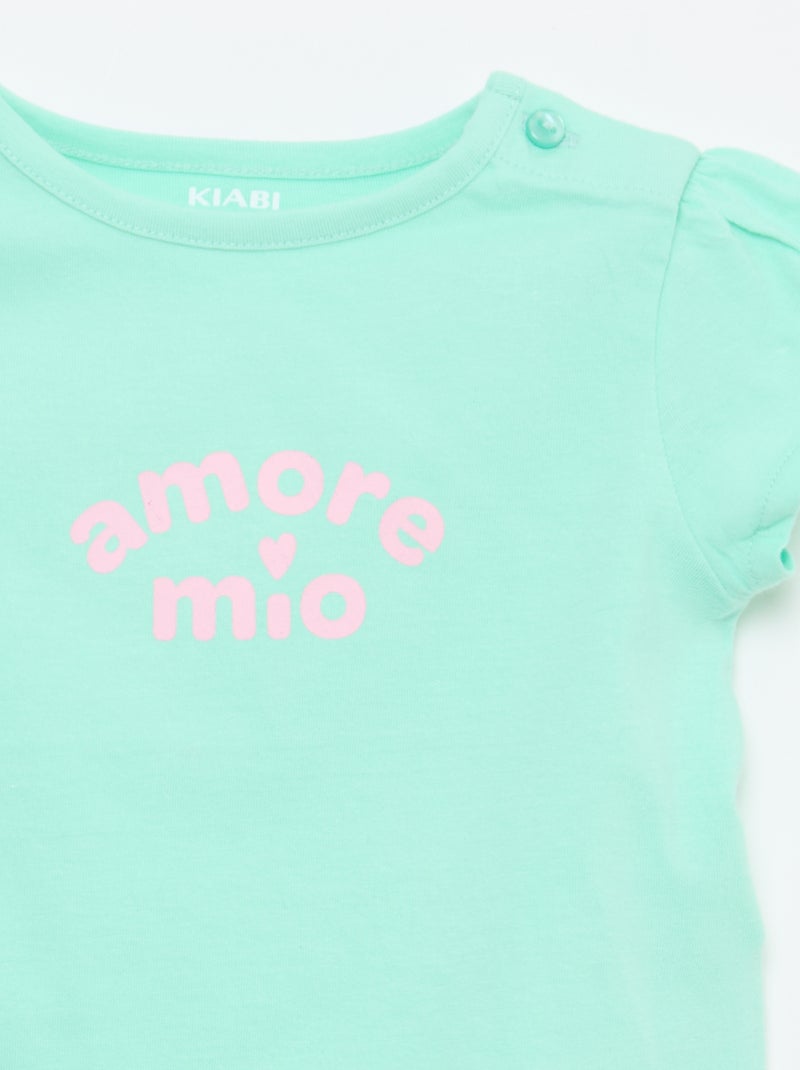 T-shirt van jerseytricot met korte mouwen Blauw - Kiabi